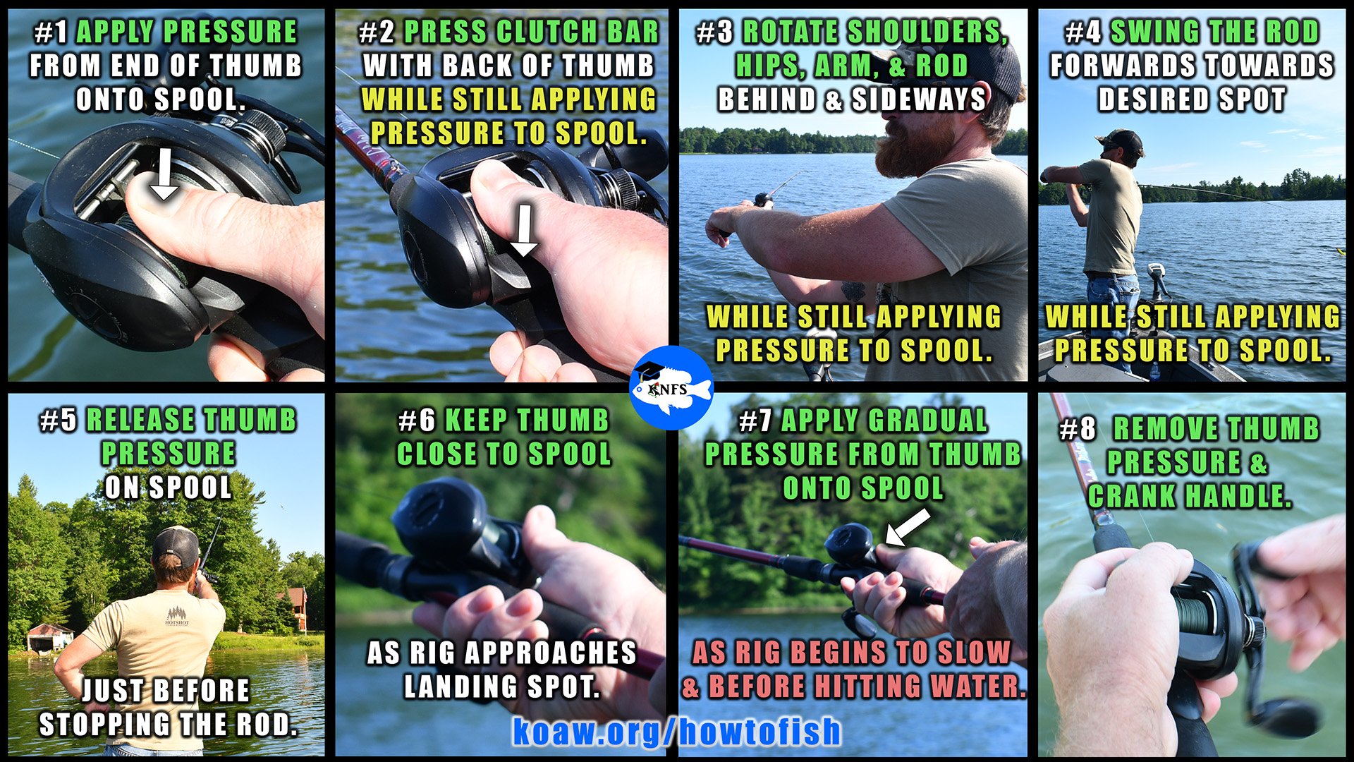 How to cast a baitcaster, or bait caster, rod and reel. Quick steps and instructions..