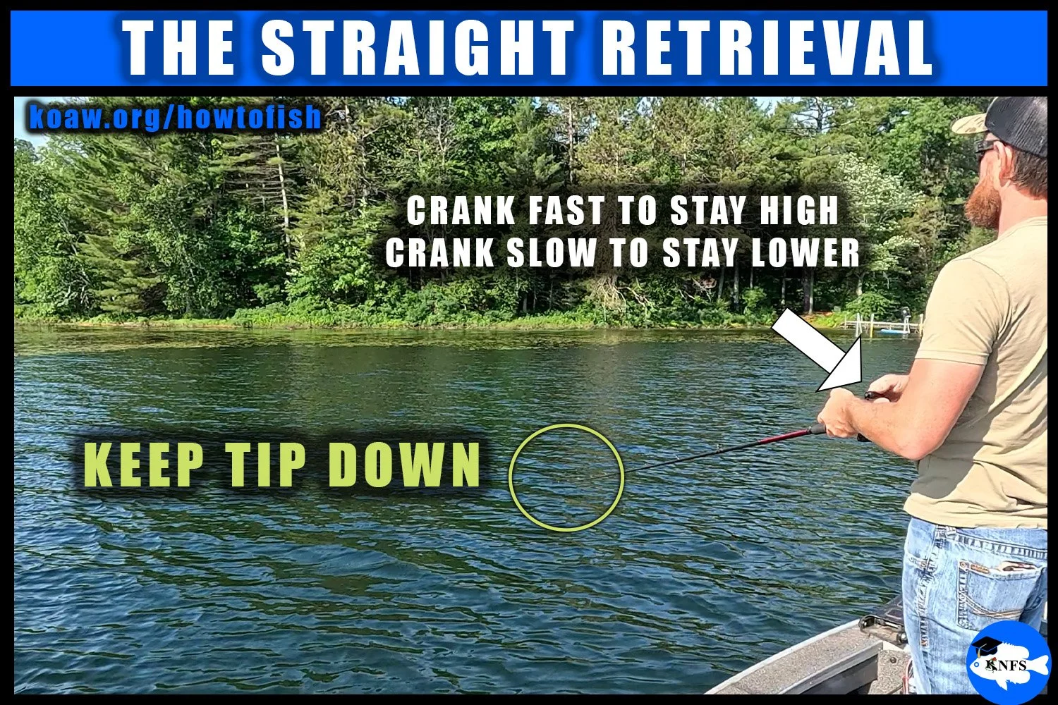 An angler should keep the rod tip down when retrieving a spinnerbait.