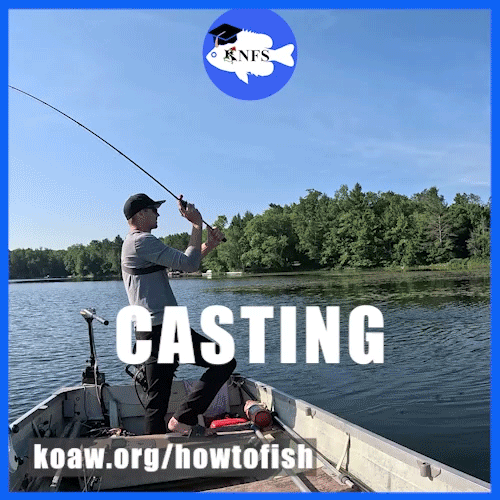 Gif of angler casting overhand with a spoon.