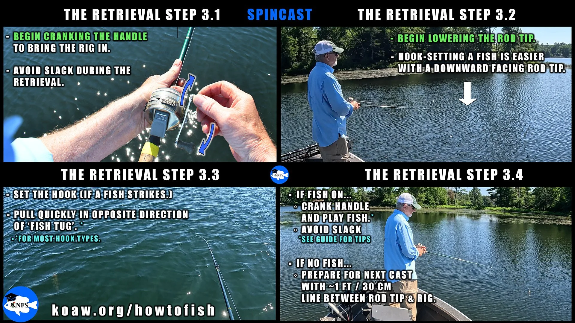 Retrieving the rig with a spincast reel is simple. Just crank the handle to bring the rig in.