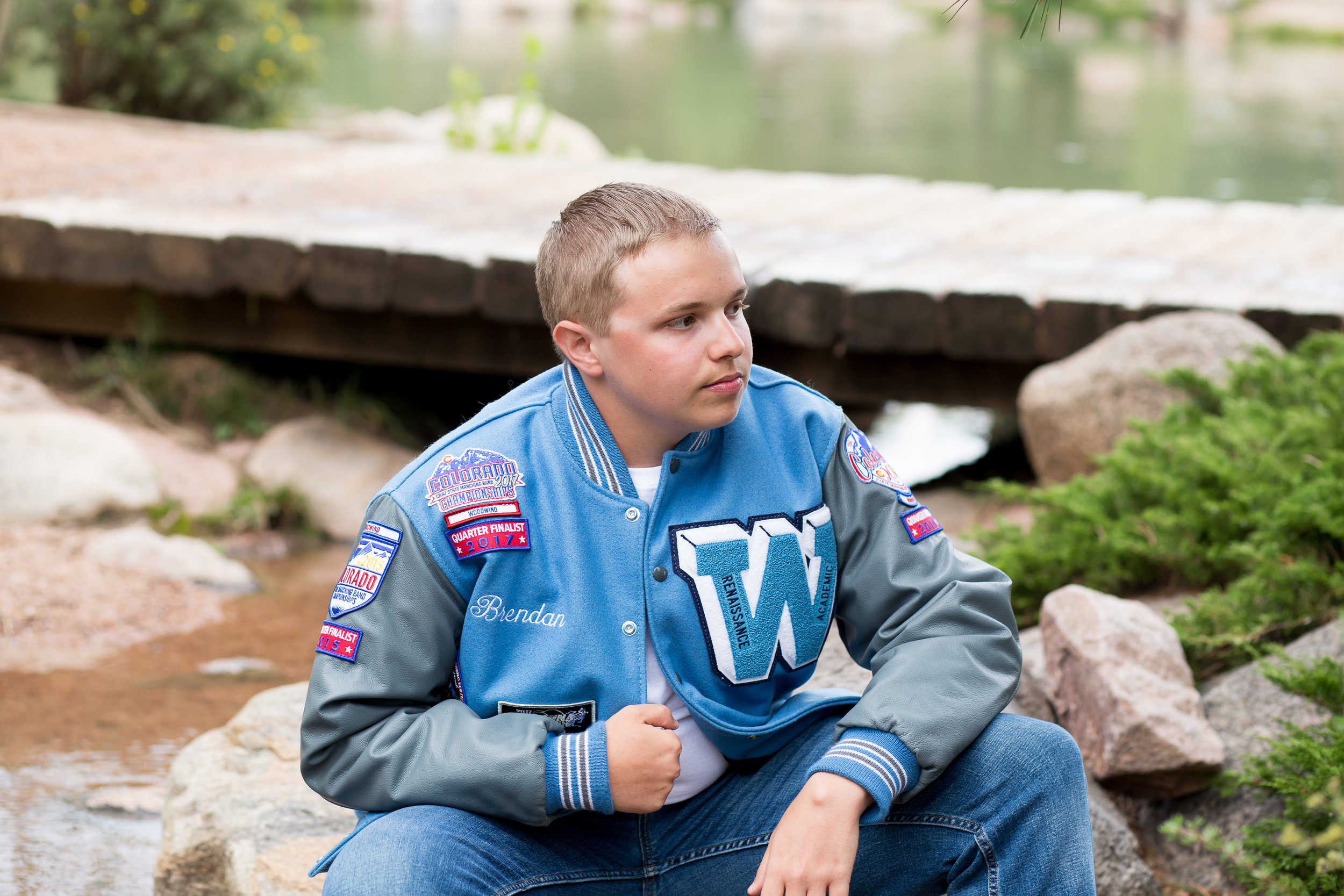 Colorado Springs Senior Photography | Stacy Carosa Photography | Colorado Springs senior photographer | senior session at Fox Run Park | Widefield high school senior varisty jacket band