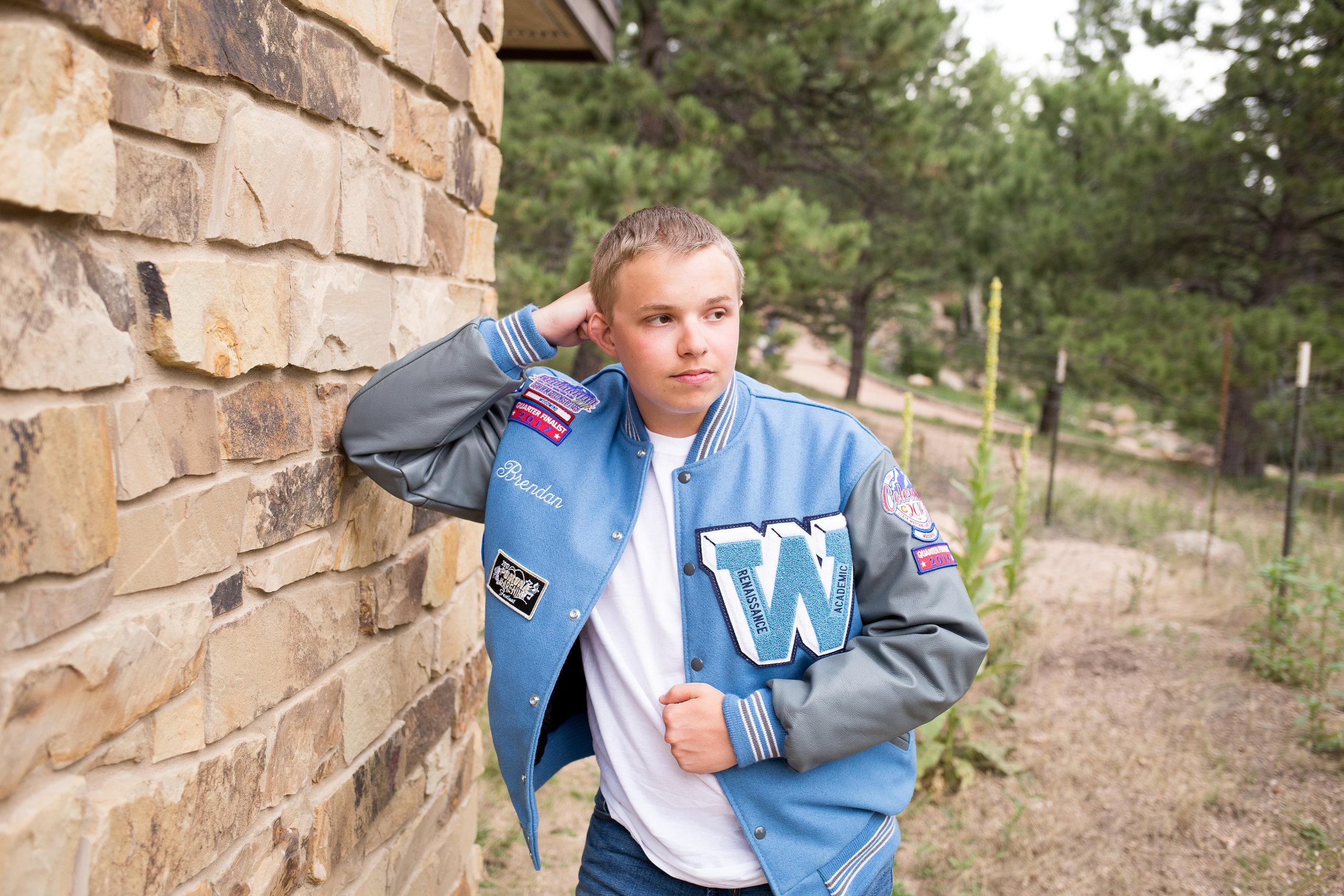 Colorado Springs Senior Photography | Stacy Carosa Photography | Colorado Springs senior photographer | senior session at Fox Run Park | Widefield high school senior varisty jacket band