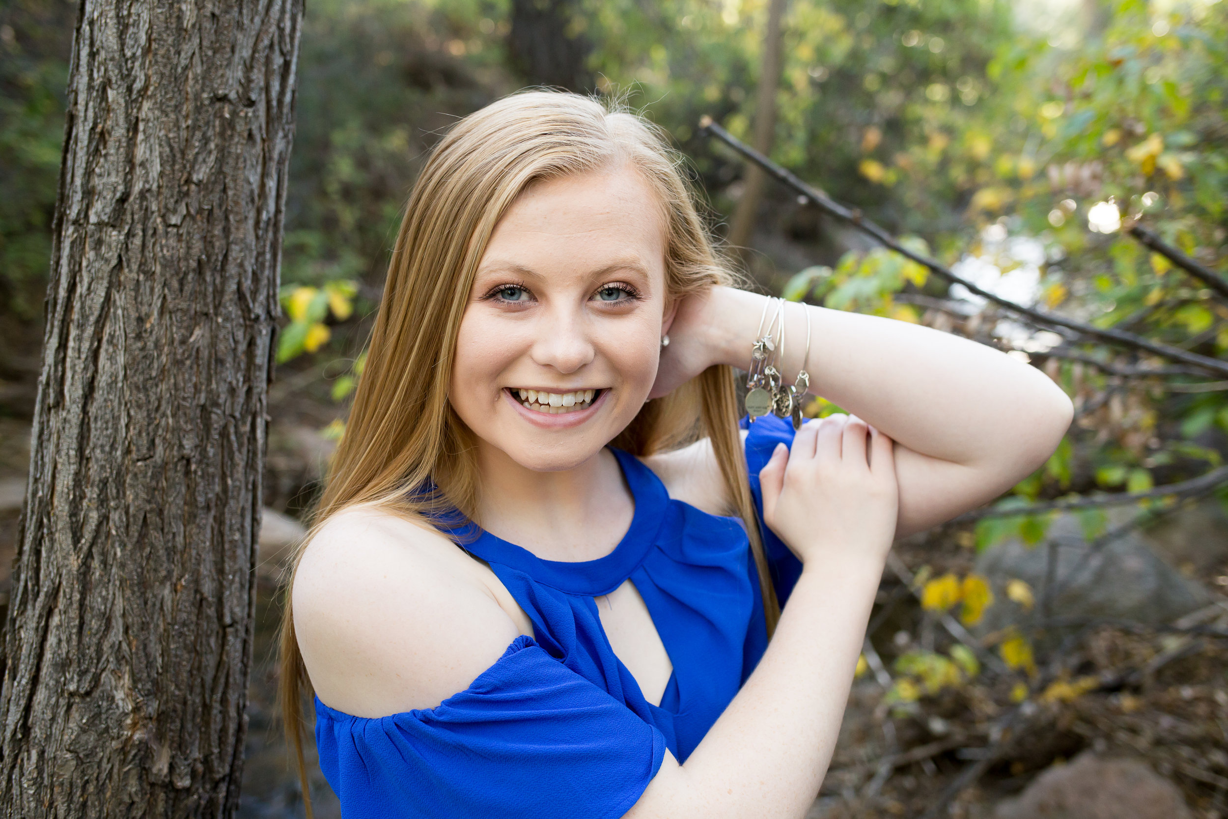 Colorado Springs Senior Photographer | Stacy Carosa Photography | Colorado Springs senior session  in Cheyenne Canyon among trees and water | Colorado Springs Senior Photographer