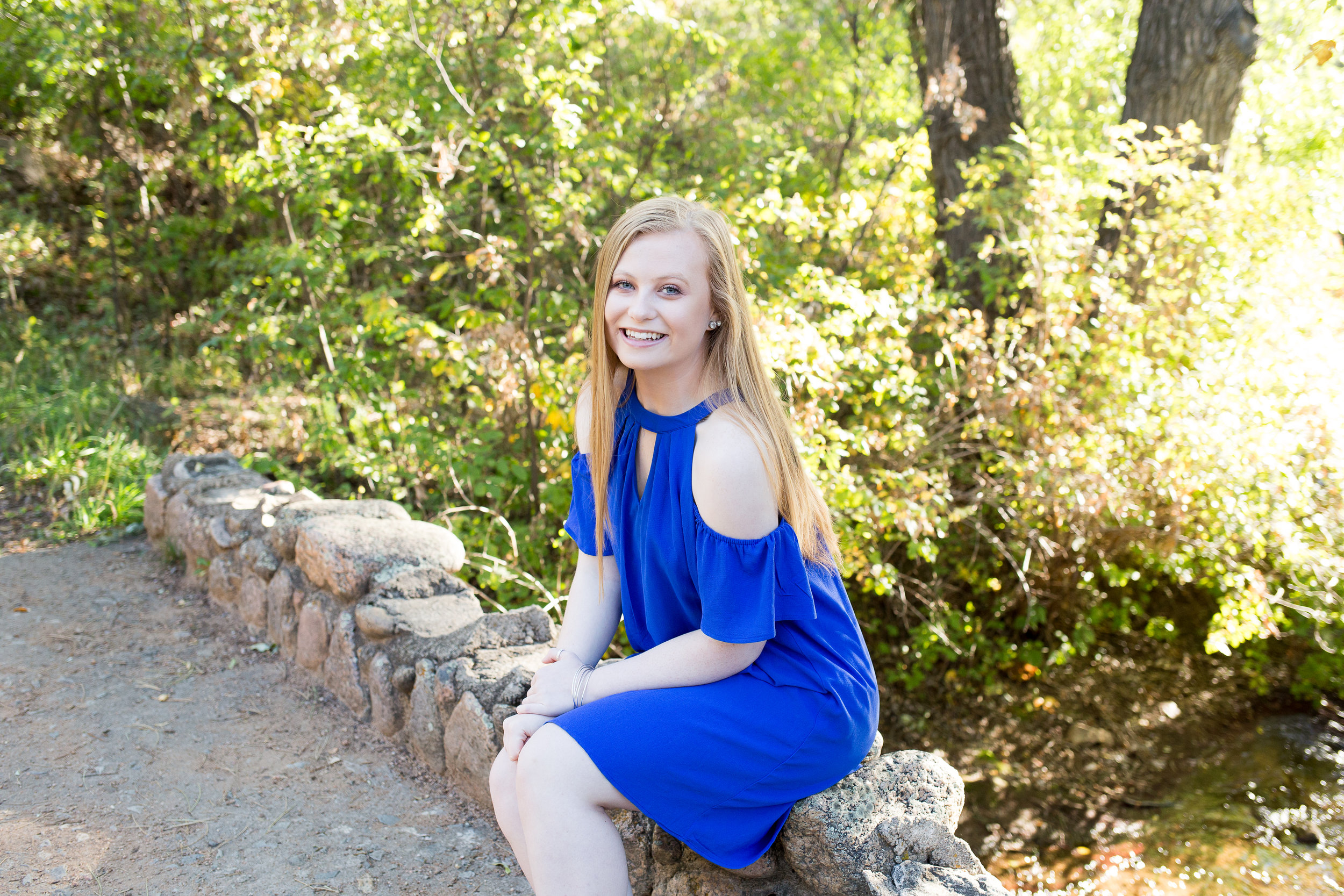 Colorado Springs Senior Photographer | Stacy Carosa Photography | Colorado Springs senior session  in Cheyenne Canyon among trees and water | Colorado Springs Senior Photographer