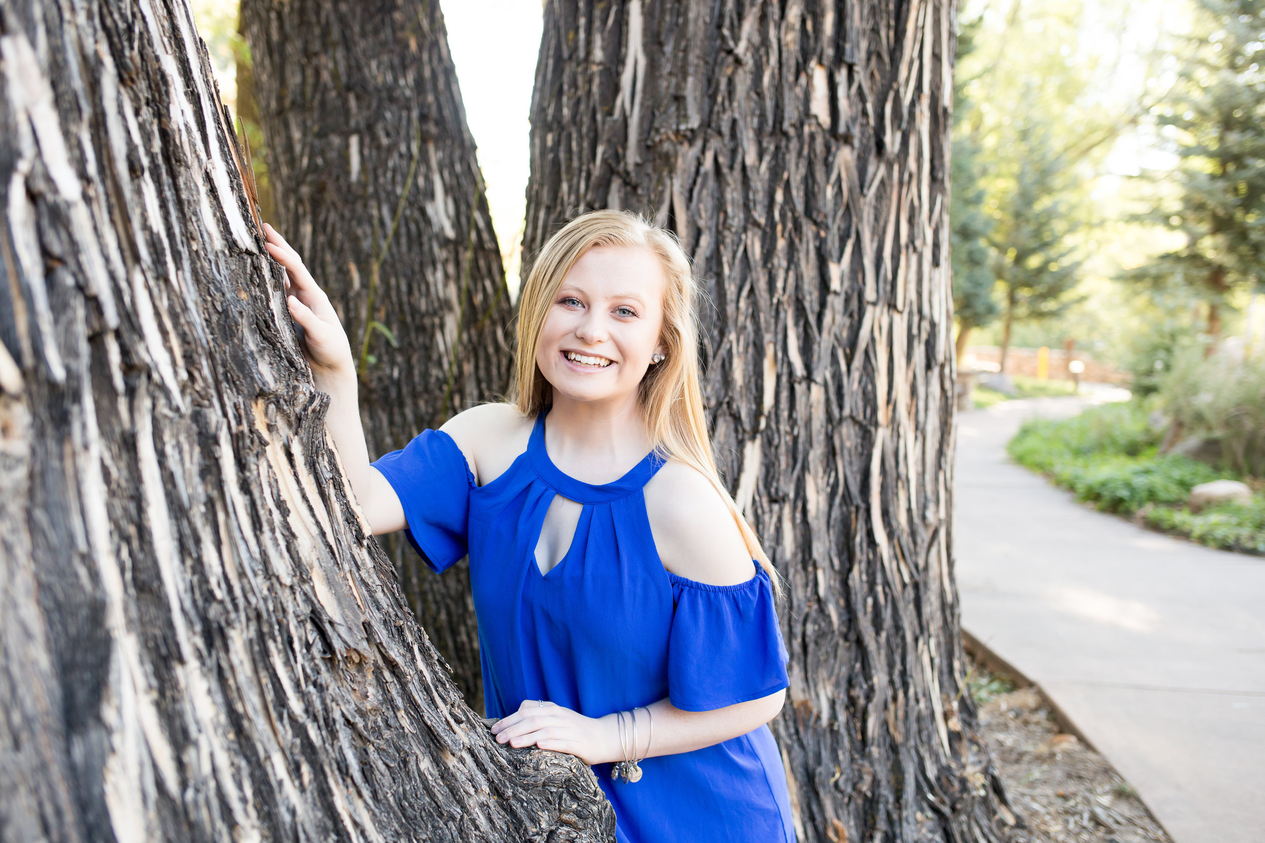 Colorado Springs Senior Photographer | Stacy Carosa Photography | Colorado Springs senior session  in Cheyenne Canyon among trees and water | Colorado Springs Senior Photographer