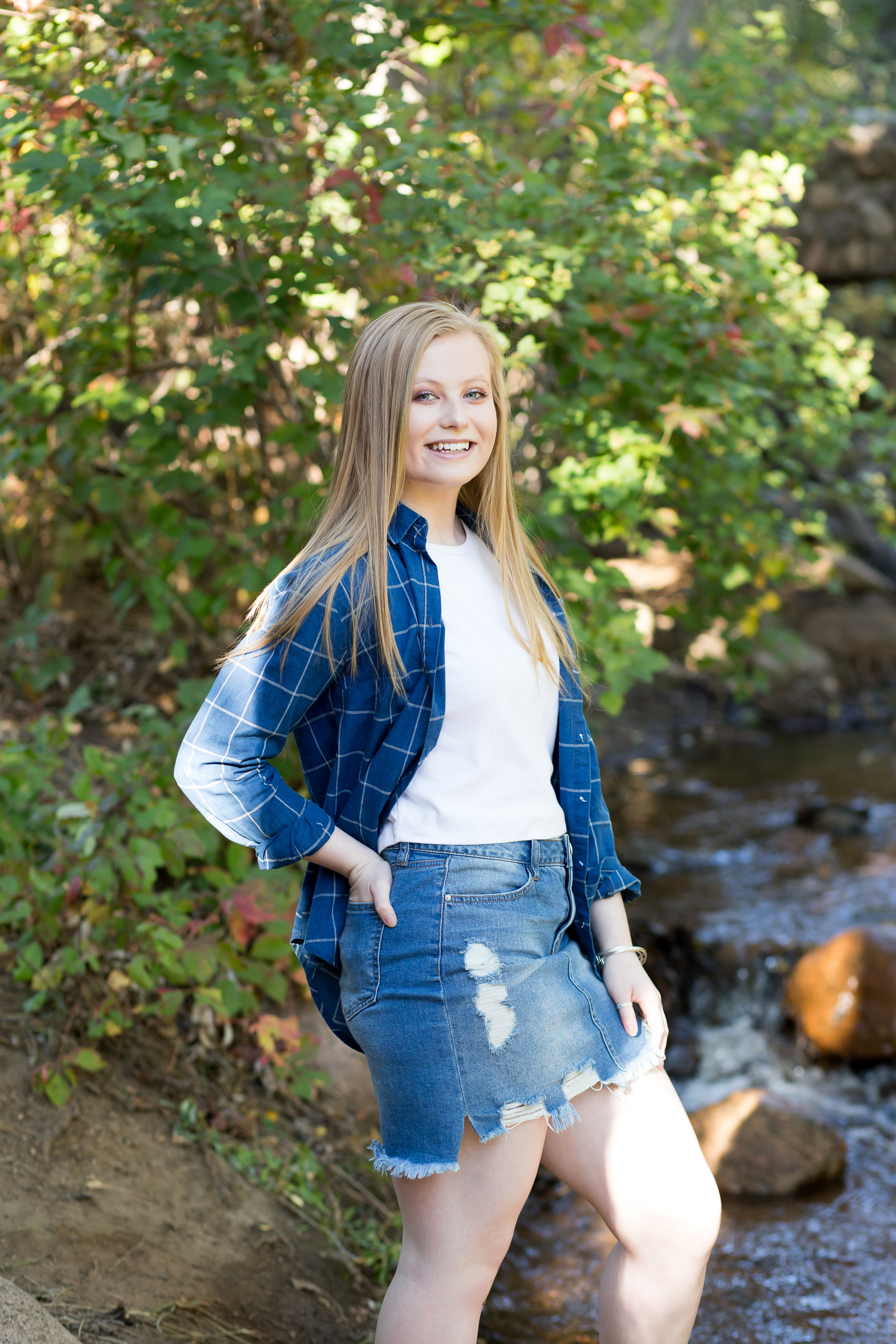 Colorado Springs Senior Photographer | Stacy Carosa Photography | Colorado Springs senior session  in Cheyenne Canyon among trees and water | Colorado Springs Senior Photographer