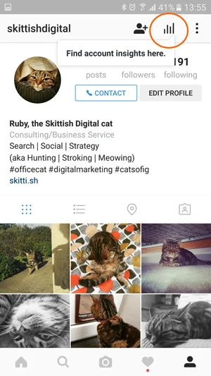 Changing instagram profile to business profile