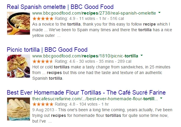 Example of structured data - recipes