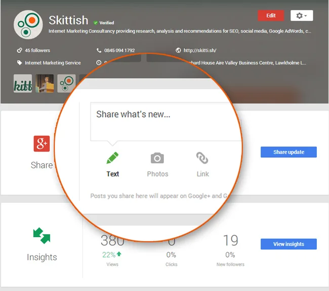 Google My Business - Share an update