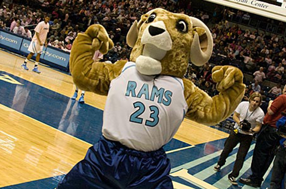ram custom mascot at a sports game
