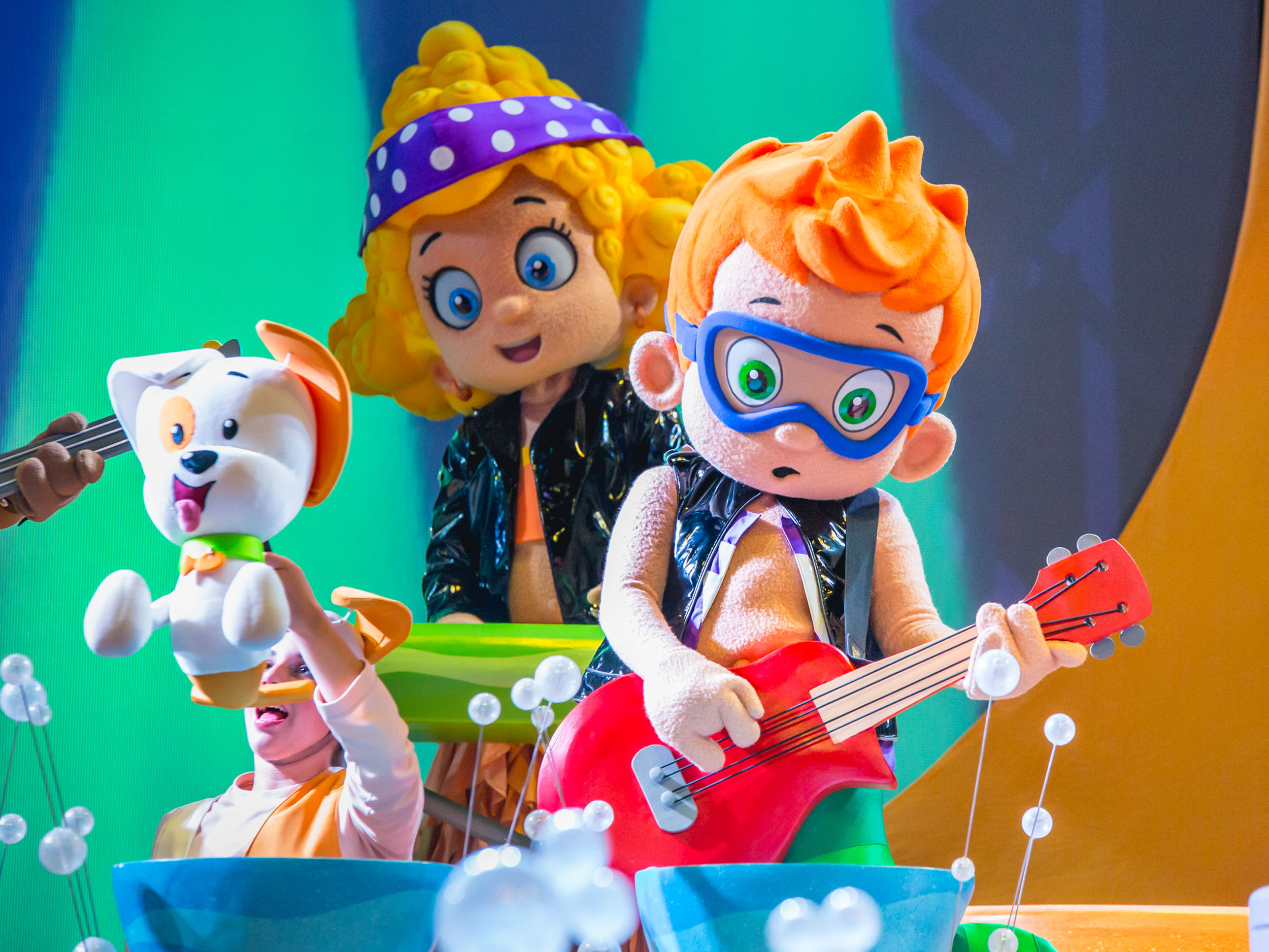 toy mascot costumes onstage
