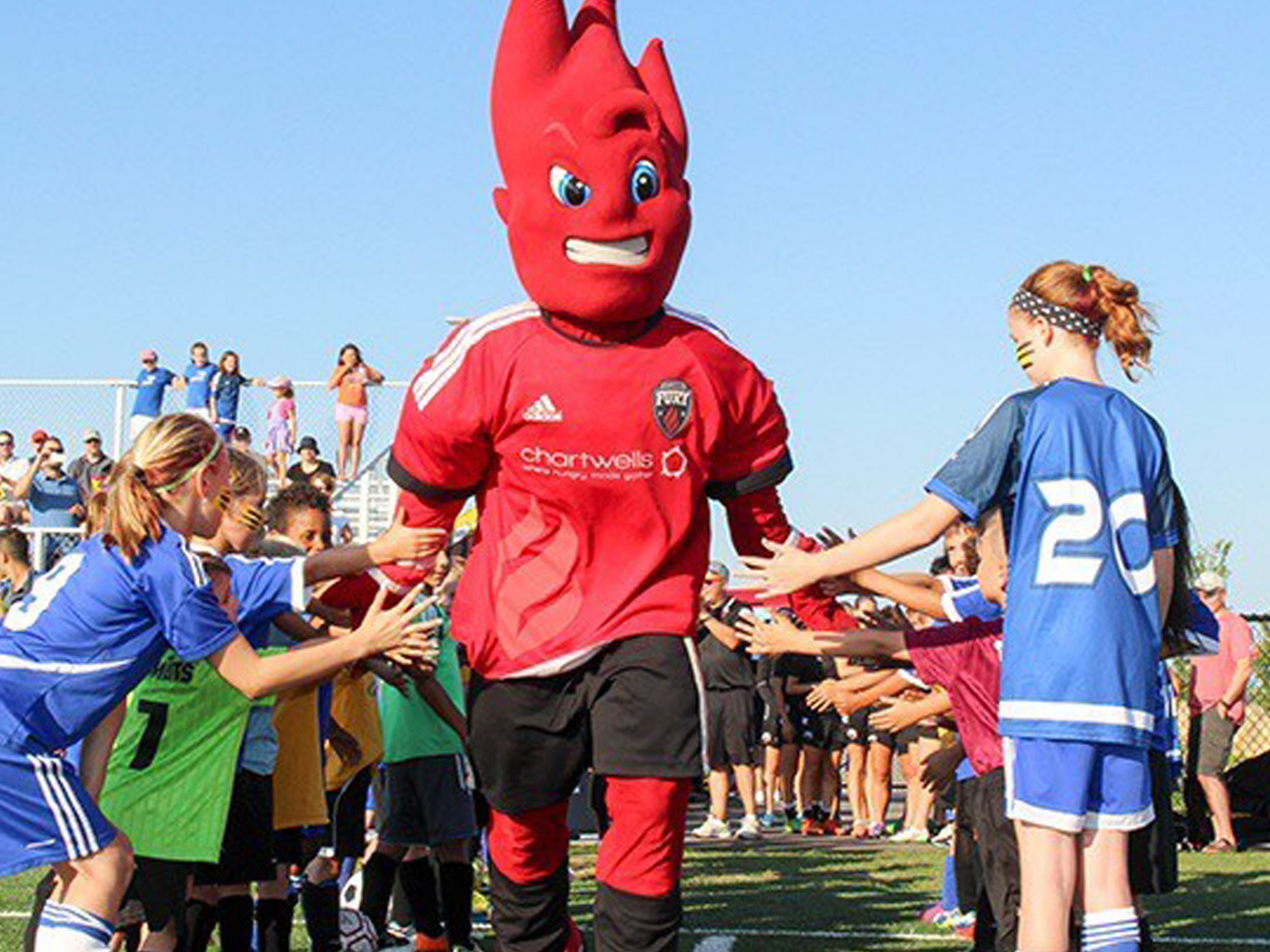 flames mascot costume running