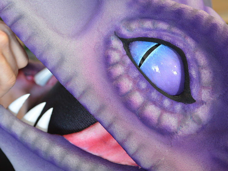 dragon mascot costume eye close up 