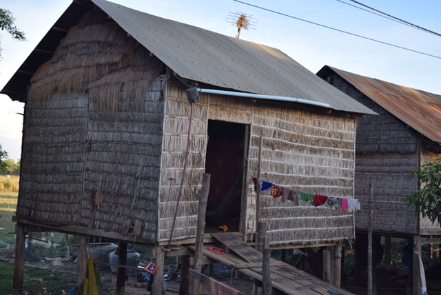 The countryside is filled with modest huts that are built on stilts, to avoid the flooding during monsoon season.