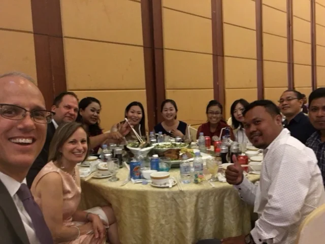 Wedding reception with our team, Cambodia style!