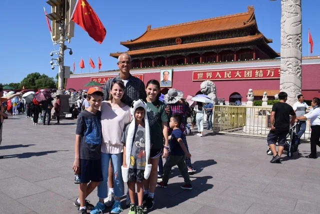 At the north "gate" of Tiananmen Square -- the "Gate of Heavenly Peace."
