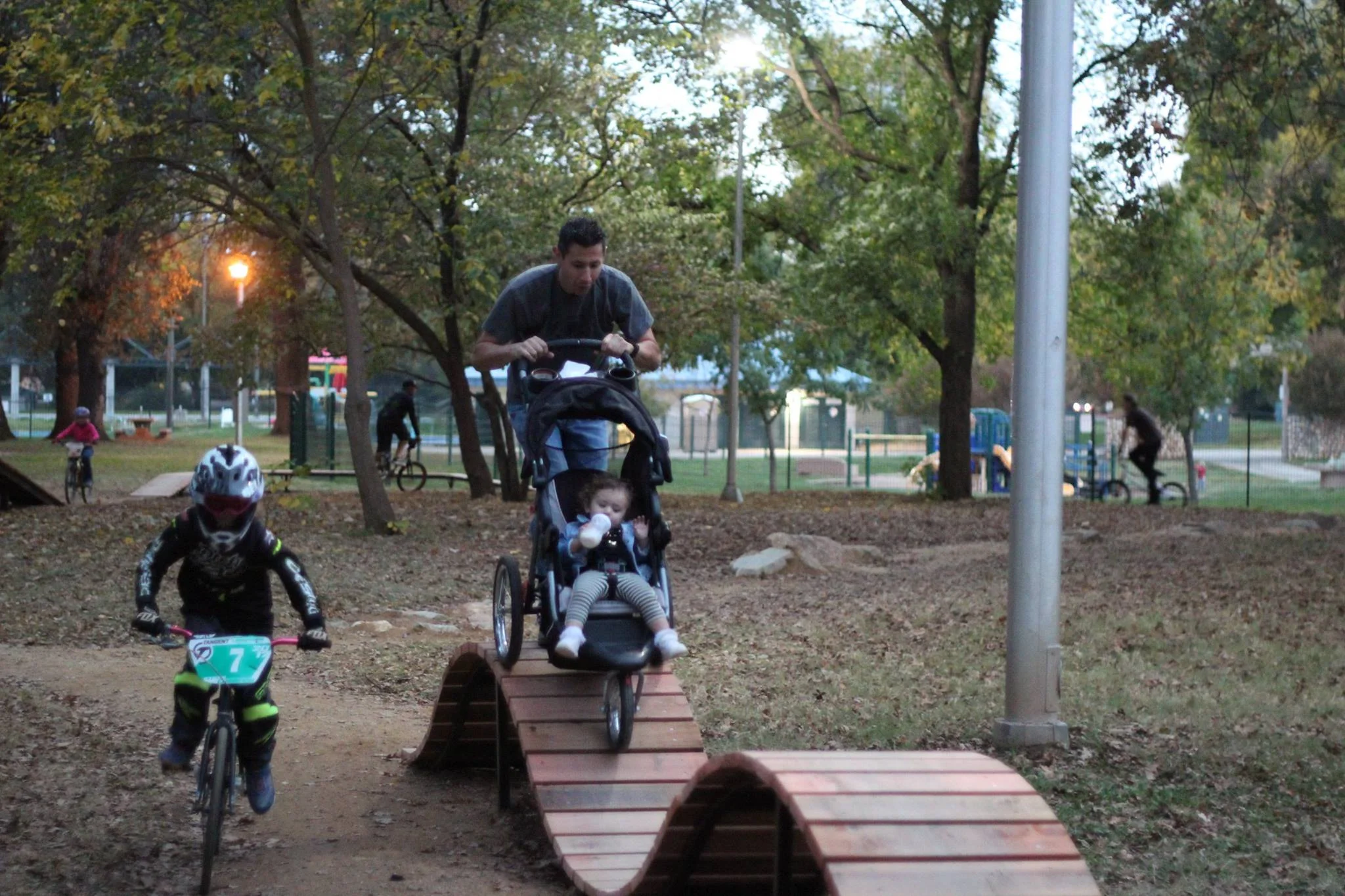 Redding Trail Alliance board member Mike Ruffell was creative in his use of the parks features.