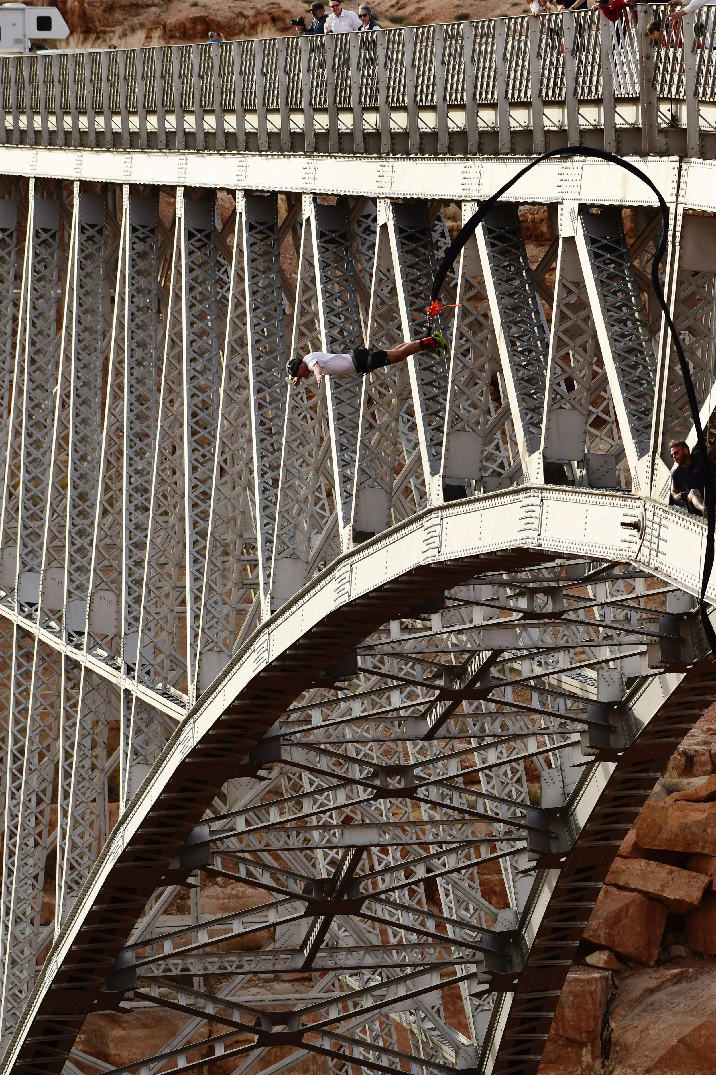 Navajo Bridge Bungee Jump - Grand Canyon - Arizona. Photo by Barry Glazier.