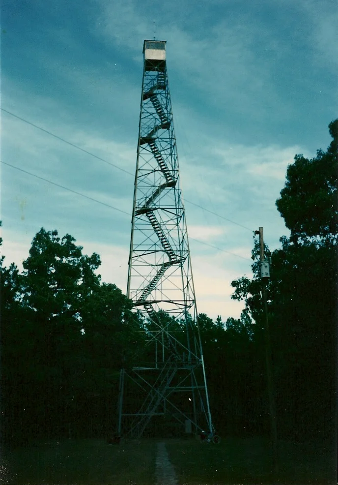 Fire tower in the Ozarks. Yep, we did climb it but I have not located any pictures from the top.