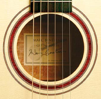 Soundhole inlay done in Cocobolo