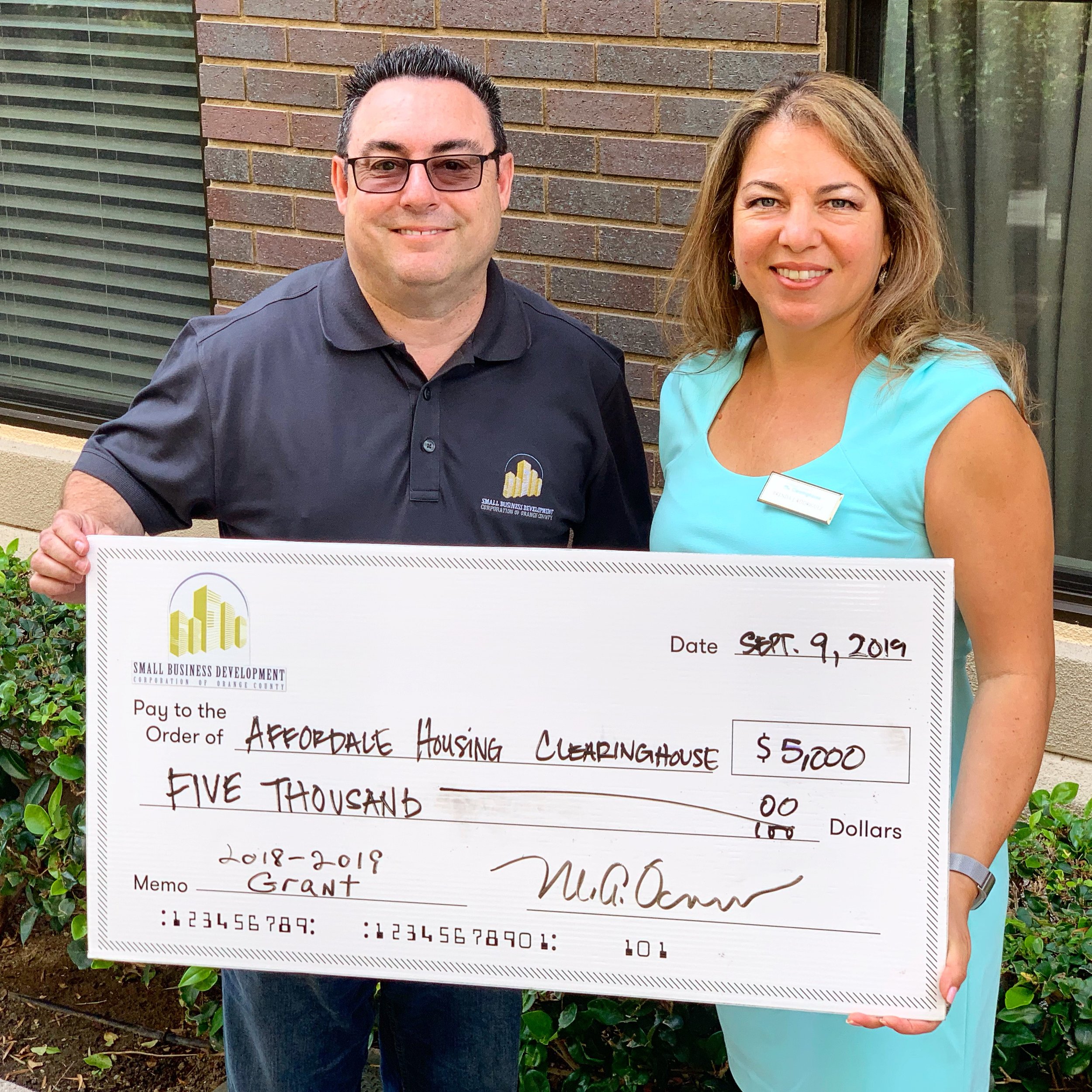 Affordable Housing Clearinghouse Receives Grant from SBDC-OC