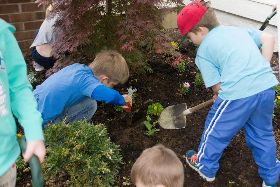 Everyone helps take care of our buildings and grounds at St. John's.