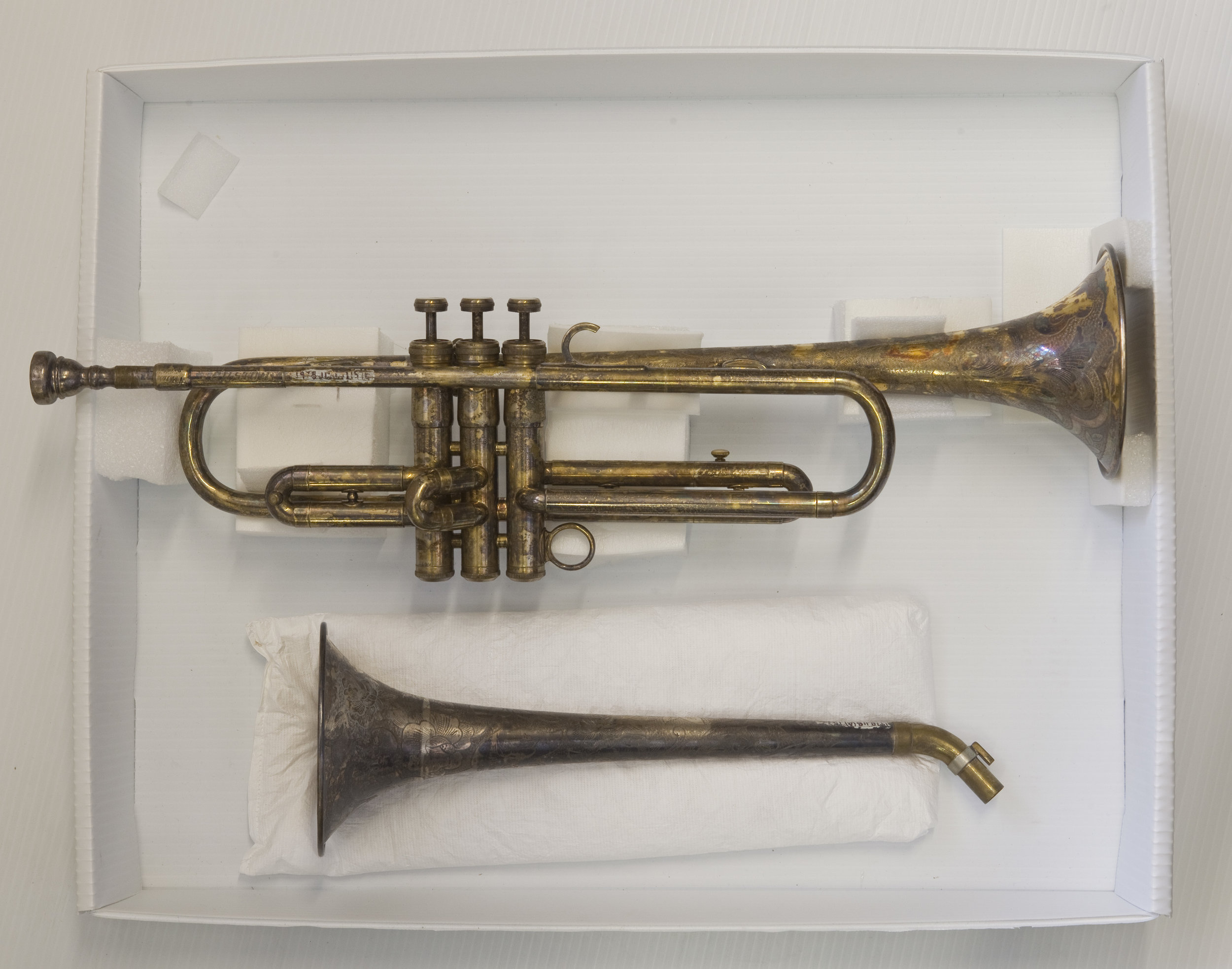  Dizzy Gillespie's bell-bent trumpet ,&nbsp;1978.118(A).157 a  