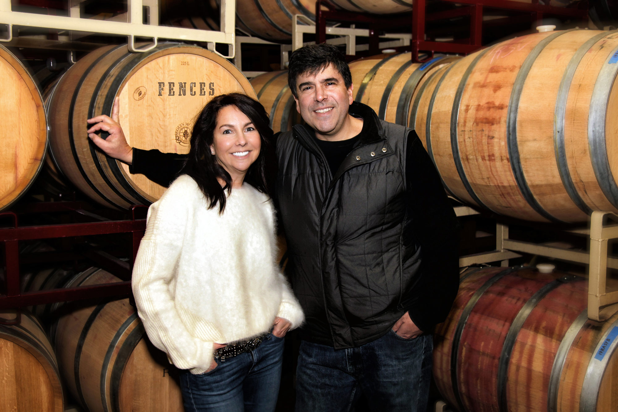 Man and woman in the barrel room of Fences