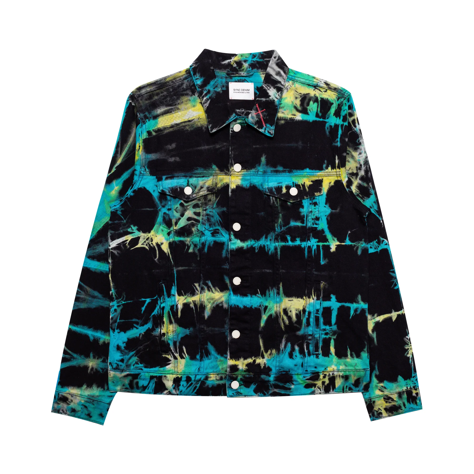 Stripe Dye Trucker Jacket / Black Emerald