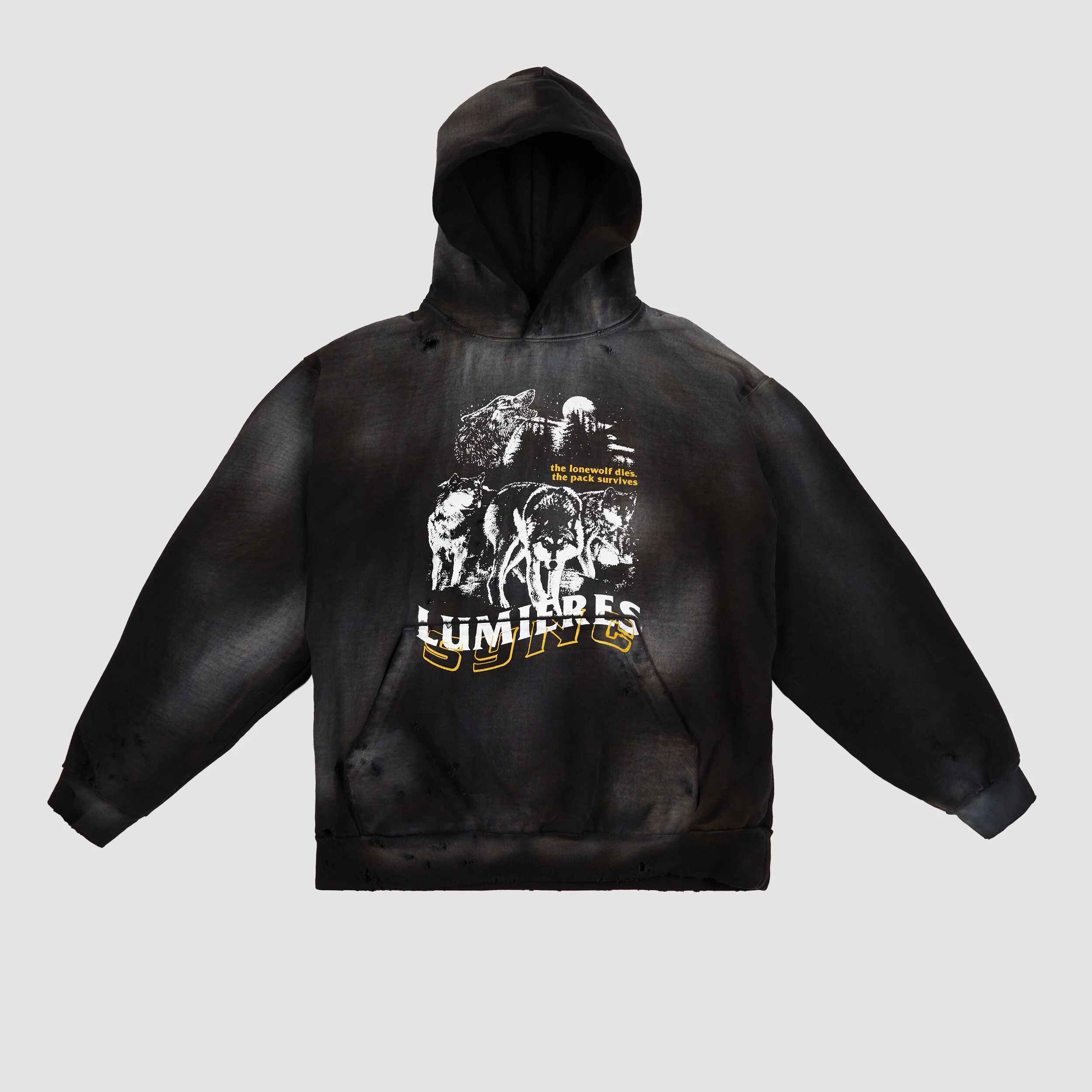WOLF PACK HOODIE IN BLACK VINTAGE / SYNC X LUMIERES BY KAI