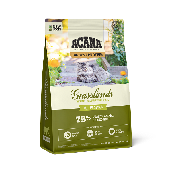 ACANA Highest Protein Cat Grasslands Front Right 4lb USA.png