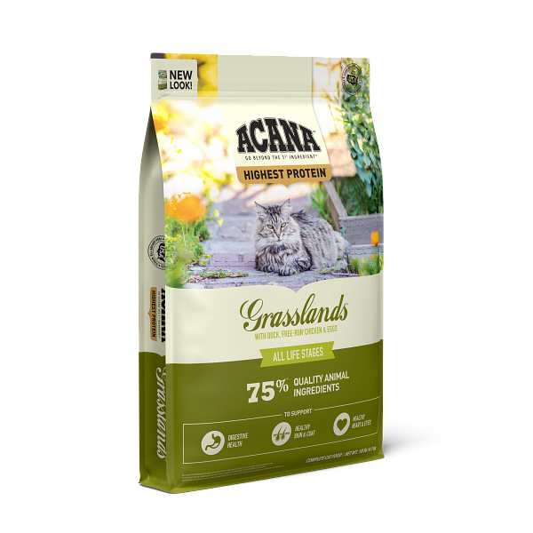 ACANA Highest Protein Cat Grasslands Front Right 10lb USA.png