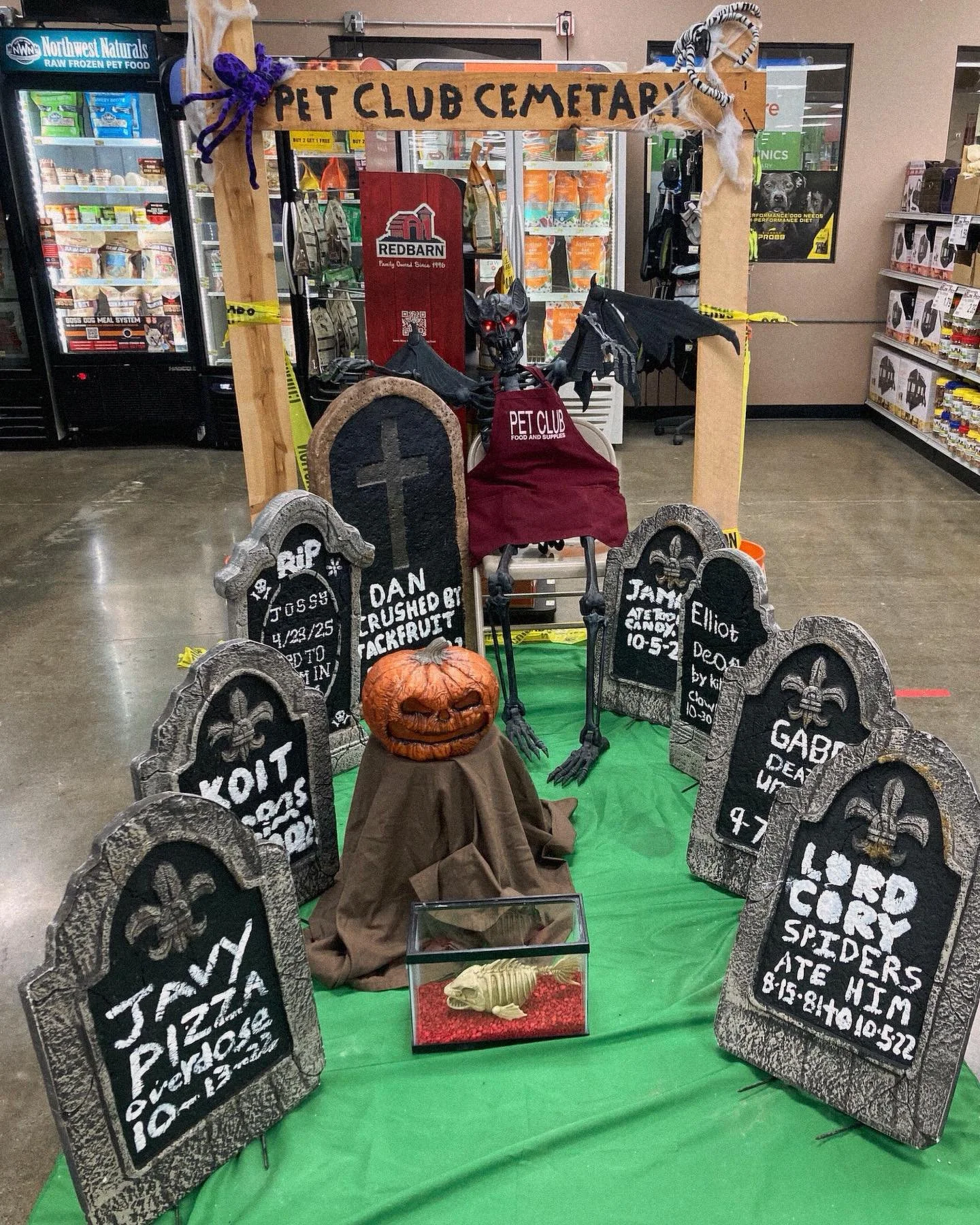 Our employees are dropping like flies&hellip; into our Halloween cemetery! 👻🪦 Get ready for some spooky laughs and amazing decor when you visit. You won&rsquo;t want to miss this spooktacular setup! 🎃

📍Pet Club - Roseville, CA