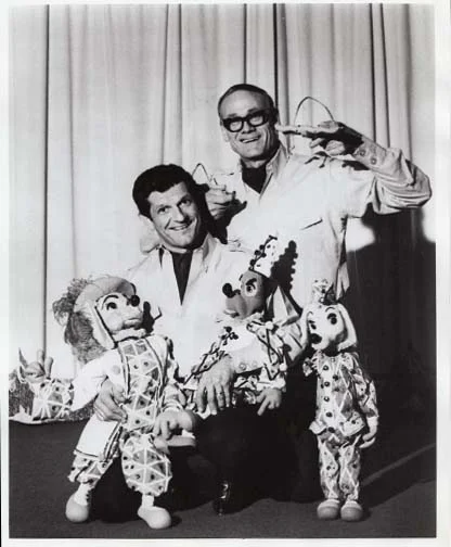 L to R: Alouysius the Birthday Dog, Bob Baker, Happy the Birthday Dog, Alton Wood, Percy the Birthday Dog