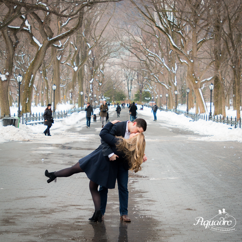 A kiss and a dip on the Mall in Central Park
