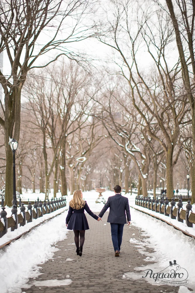 engaged couple holding hands while walking The Mall in Central P