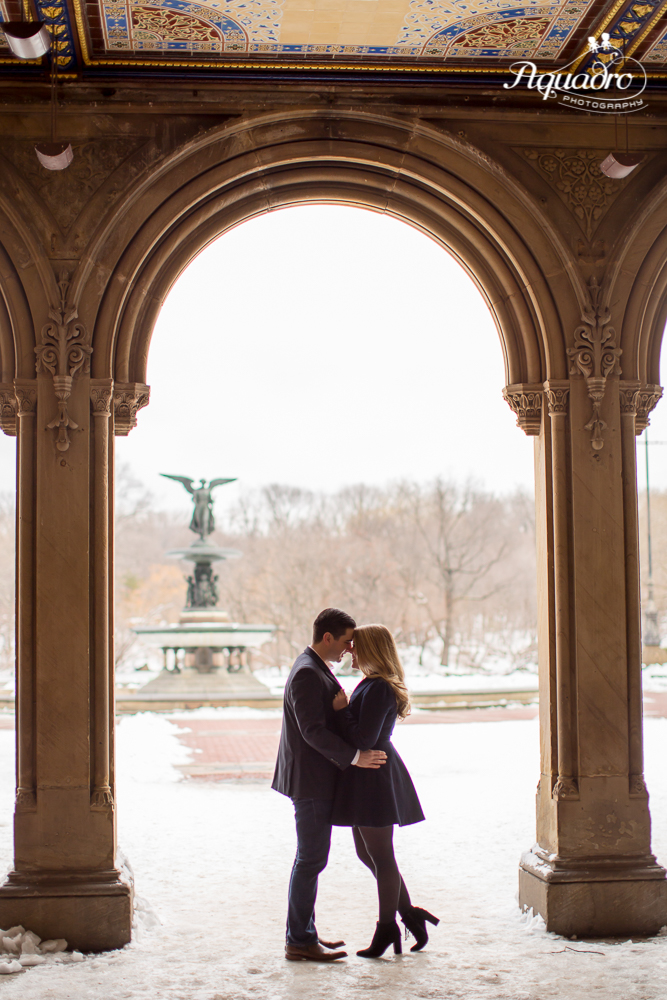 Engaged Couple in Bethesda Terrace