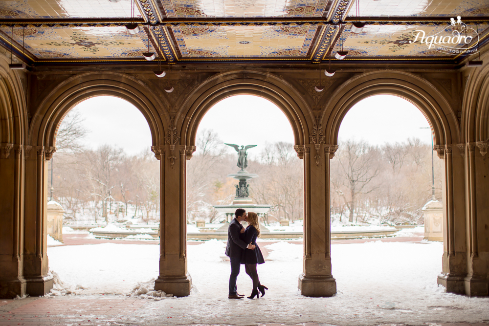 Engaged Couple in Bethesda Terrace