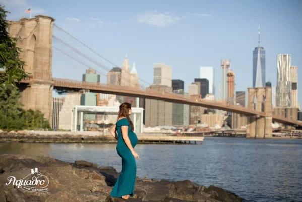 Pregnant Mom and New York Skyline
