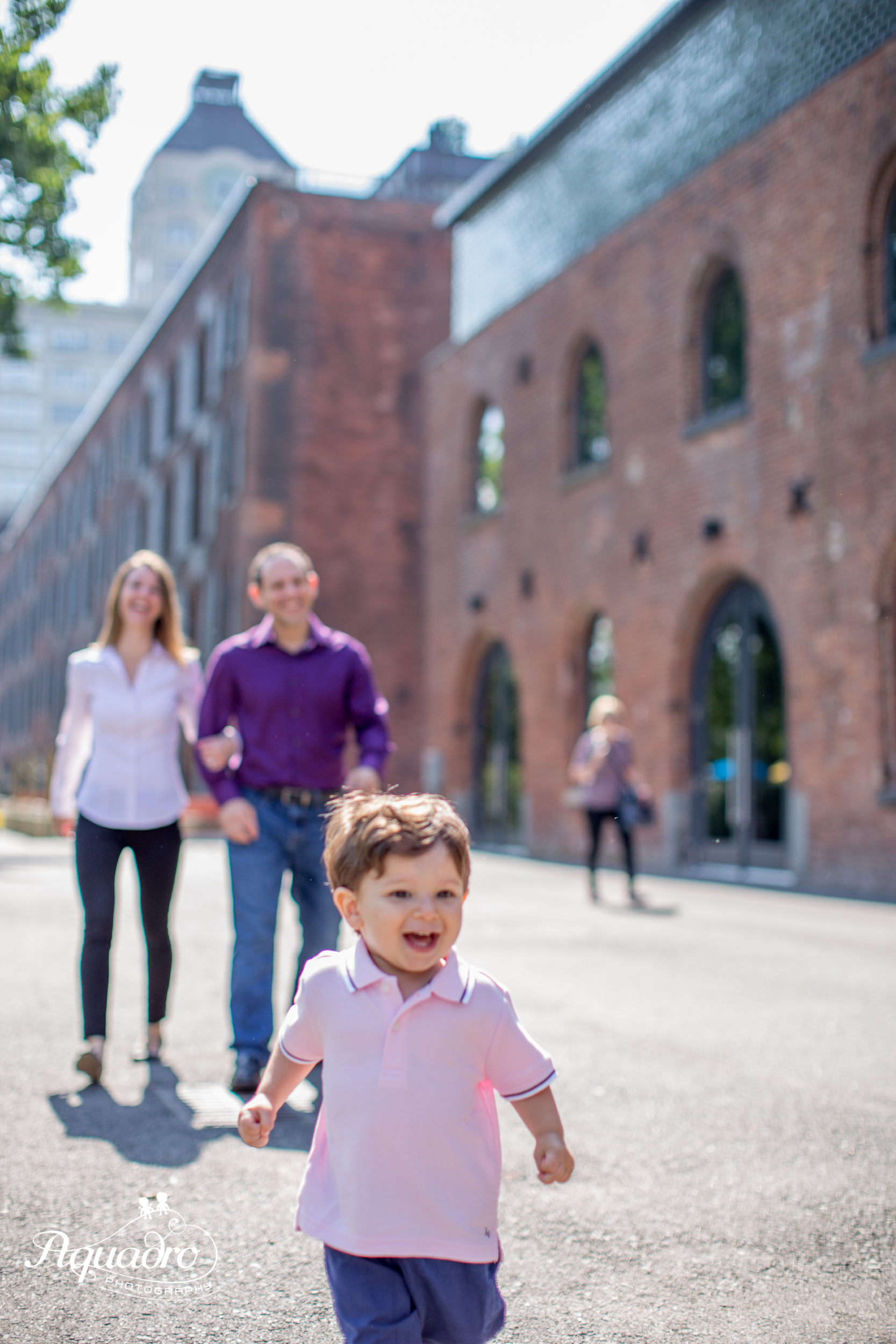 Mom, Dad,  Son at Brooklyn Bridge Park