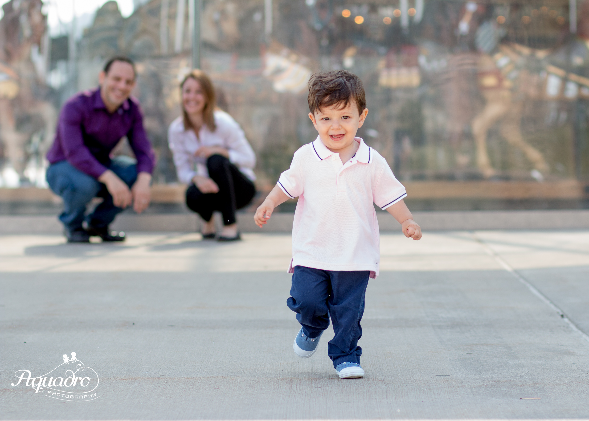 Mom, Dad,  Son at Brooklyn Bridge Park