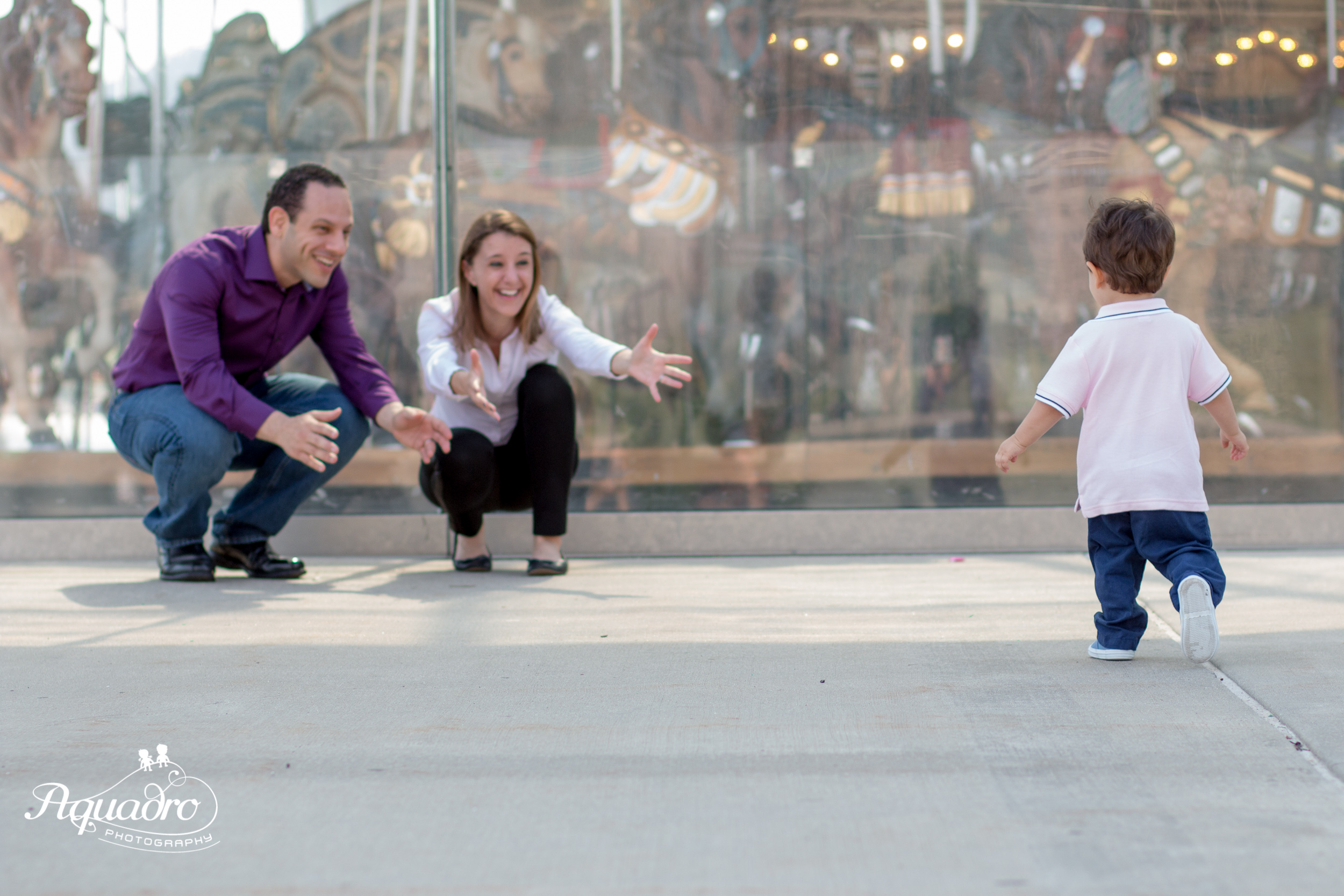 Mom, Dad,  Son at Brooklyn Bridge Park