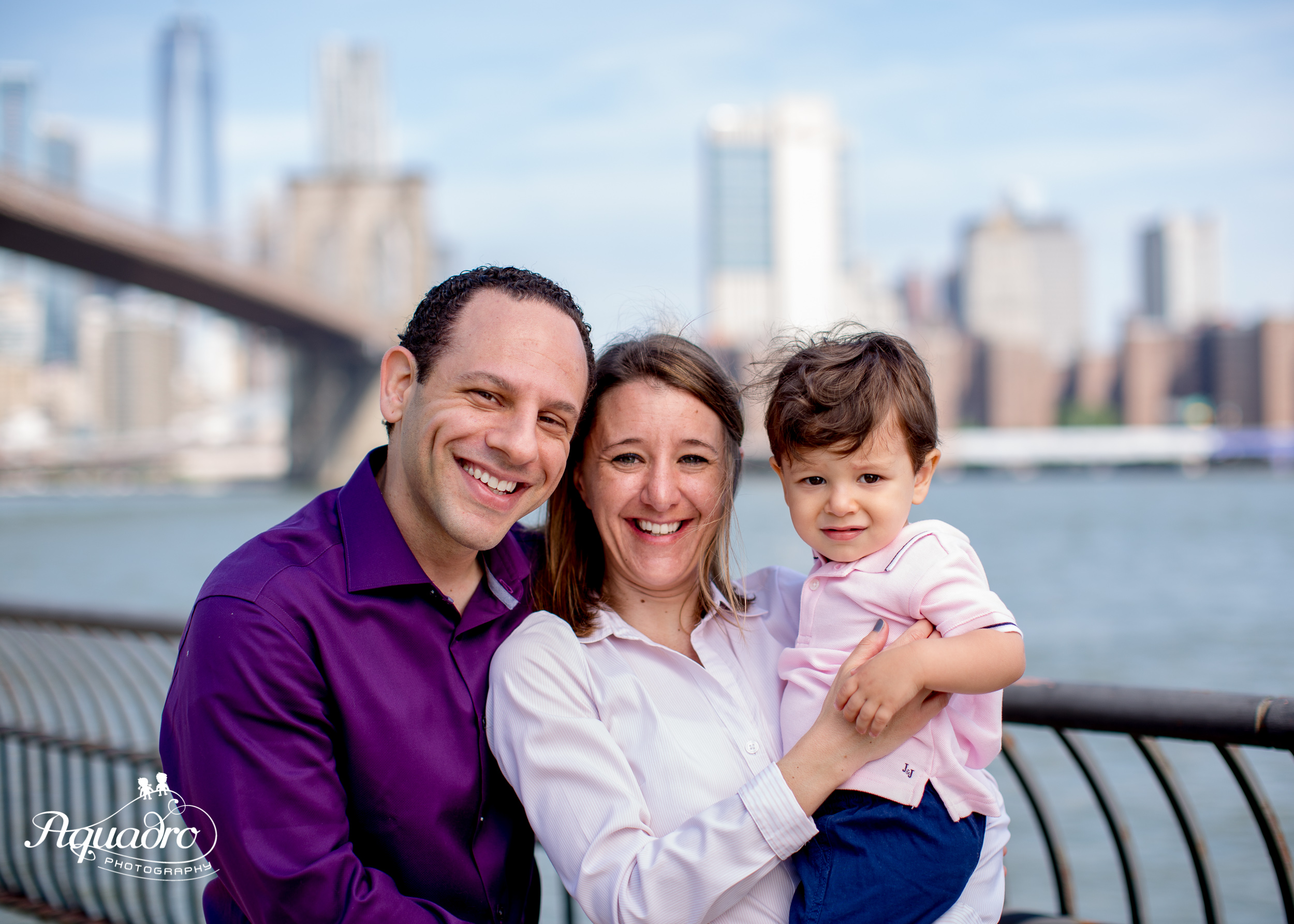 Mom, Dad,  Son at Brooklyn Bridge Park