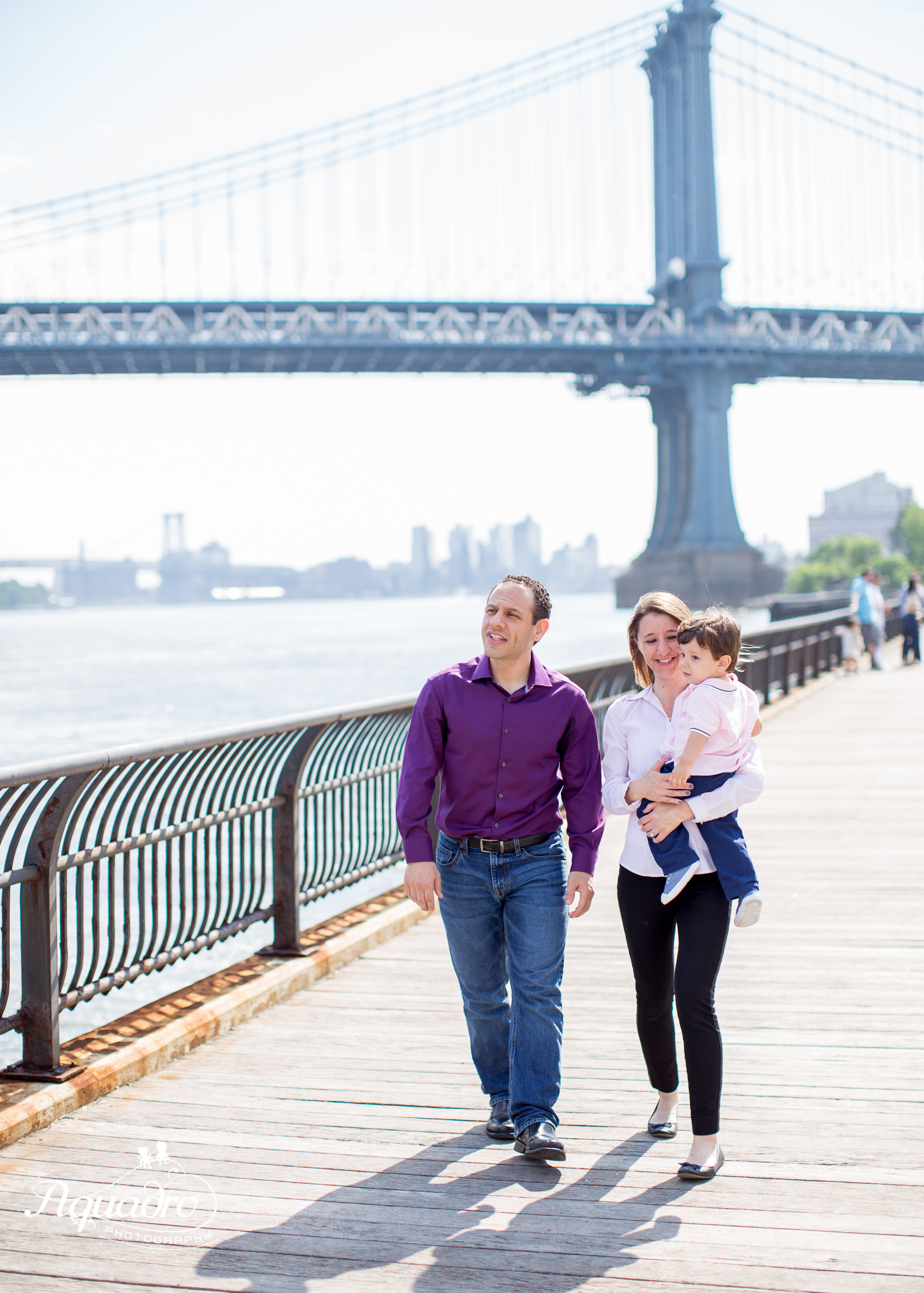 Mom, Dad,  Son at Brooklyn Bridge Park
