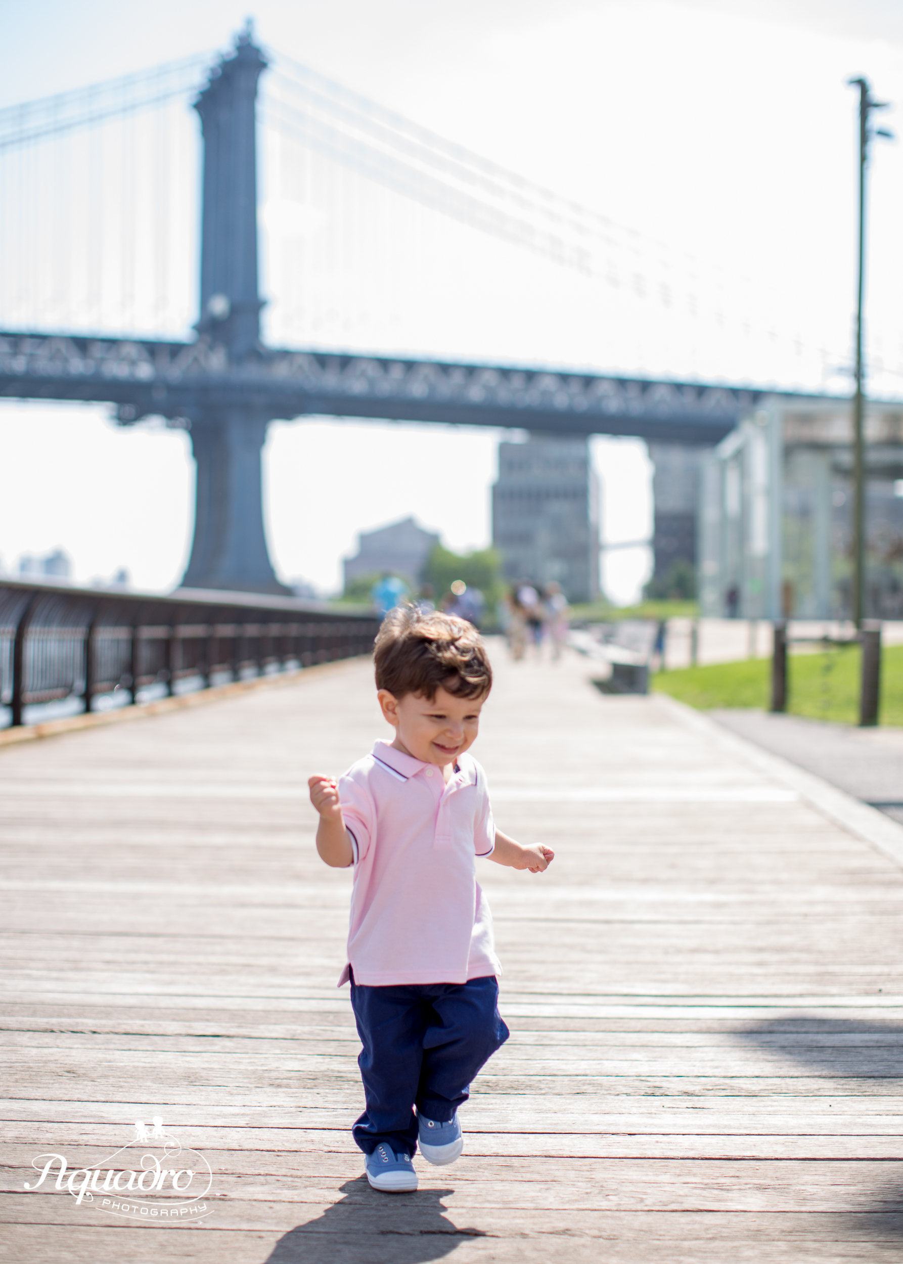 Mom, Dad,  Son at Brooklyn Bridge Park