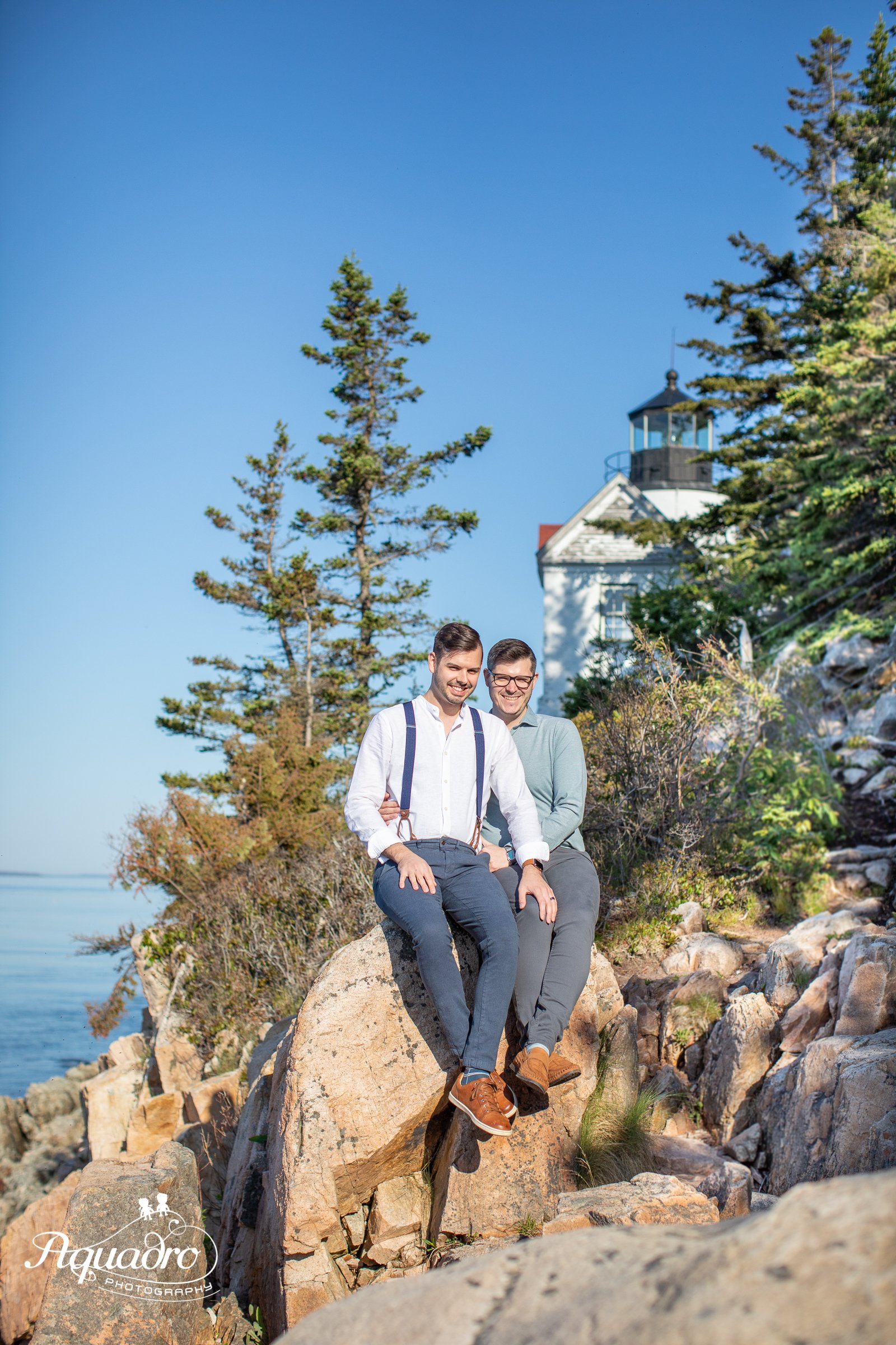 Engagement Session on rocky beach and near lighthouse in Maine (Copy) (Copy)