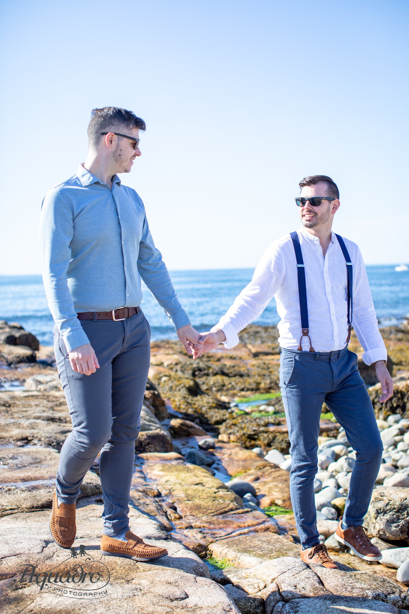 Engagement Session on rocky beach and near lighthouse in Maine (Copy) (Copy)