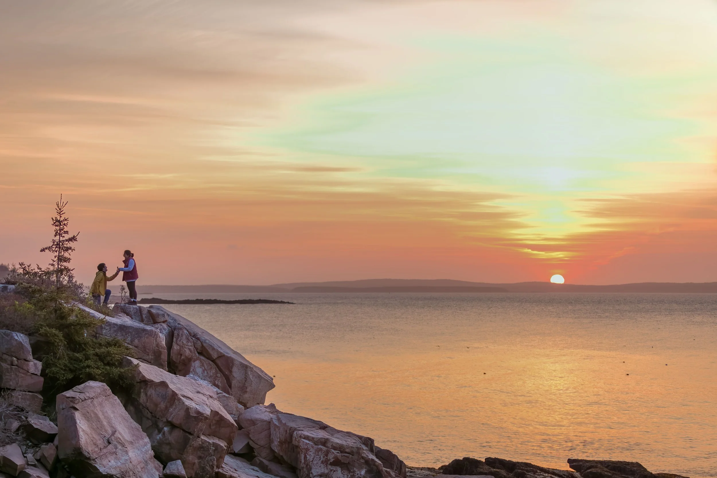 Sunrise Ocean Path Acadia Surprise Proposal Photo Shoot — Aquadro ...