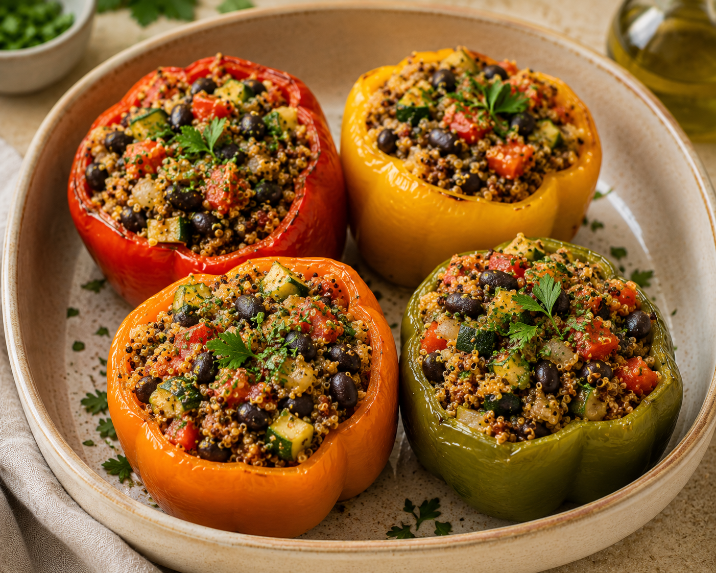 QUINOA STUFFED BELL PEPPERS (VEGAN & GLUTEN-FREE)