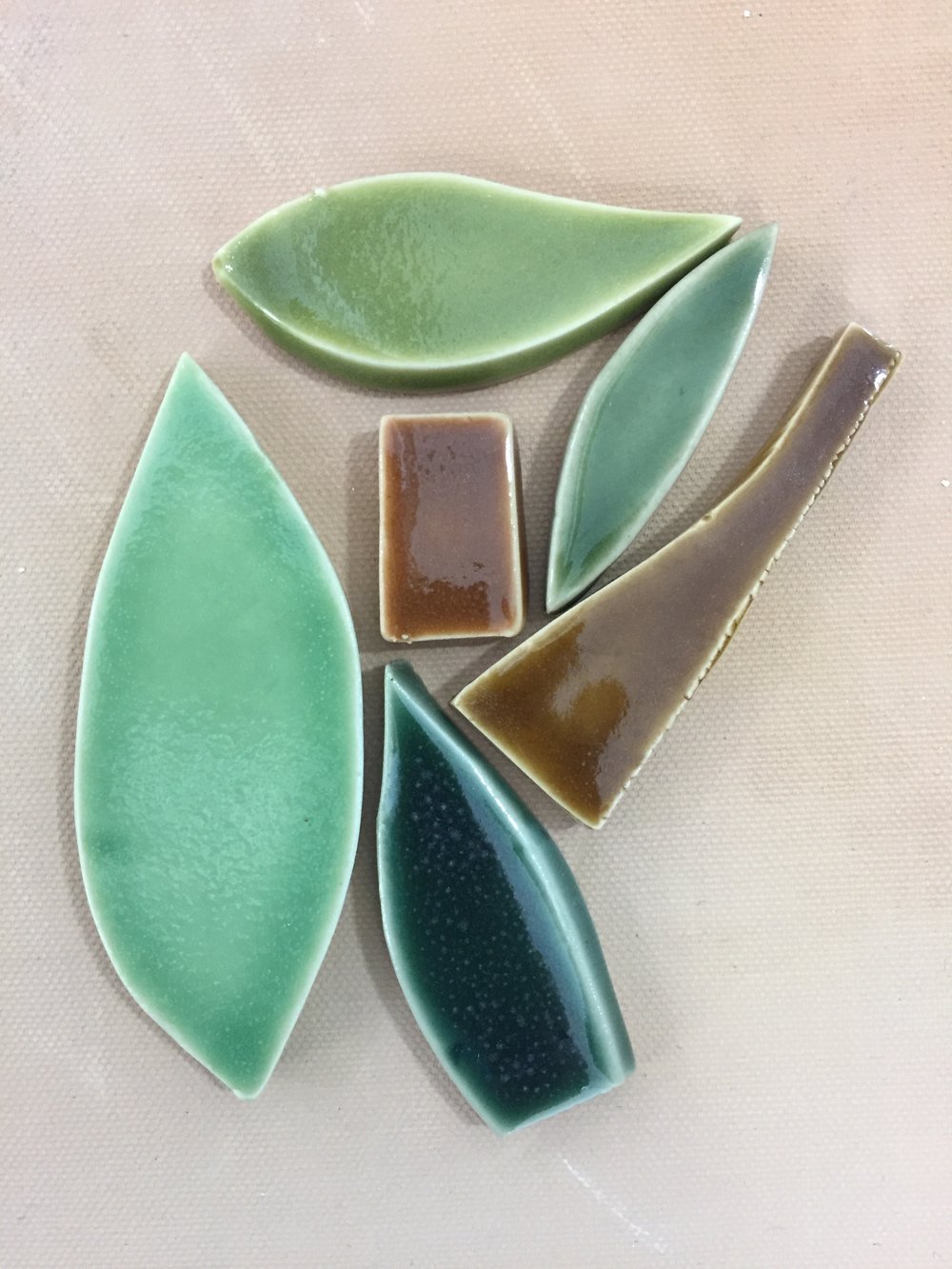  A collection of glaze colors for the mosaic.  